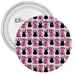 Waitress Uniform Dresses Nerdy Glasses Pattern Pink 3  Buttons by snowwhitegirl