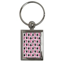 Waitress Uniform Dresses Nerdy Glasses Pattern Pink Key Chains (rectangle)  by snowwhitegirl