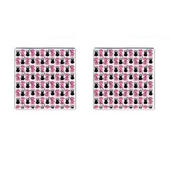 Waitress Uniform Dresses Nerdy Glasses Pattern Pink Cufflinks (square) by snowwhitegirl