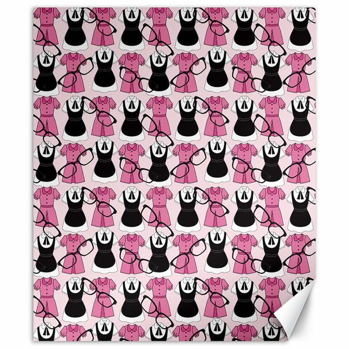 Waitress Uniform Dresses Nerdy Glasses Pattern Pink Canvas 20  x 24 