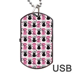 Waitress Uniform Dresses Nerdy Glasses Pattern Pink Dog Tag Usb Flash (one Side) by snowwhitegirl