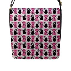 Waitress Uniform Dresses Nerdy Glasses Pattern Pink Flap Closure Messenger Bag (l) by snowwhitegirl