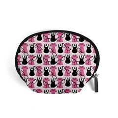 Waitress Uniform Dresses Nerdy Glasses Pattern Pink Accessory Pouch (small) by snowwhitegirl