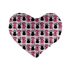 Waitress Uniform Dresses Nerdy Glasses Pattern Pink Standard 16  Premium Flano Heart Shape Cushions by snowwhitegirl