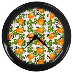 Citrus Tropical Orange Pink Wall Clock (black) by snowwhitegirl