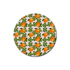 Citrus Tropical Orange Pink Rubber Round Coaster (4 Pack)  by snowwhitegirl