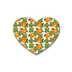 Citrus Tropical Orange Pink Rubber Coaster (heart)  by snowwhitegirl