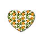 Citrus Tropical Orange Pink Rubber Coaster (Heart)  Front