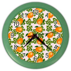 Citrus Tropical Orange Pink Color Wall Clock by snowwhitegirl