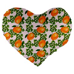 Citrus Tropical Orange Pink Large 19  Premium Heart Shape Cushions by snowwhitegirl