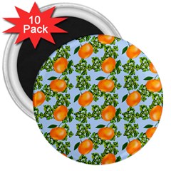 Citrus Tropical Orange Blue 3  Magnets (10 Pack)  by snowwhitegirl