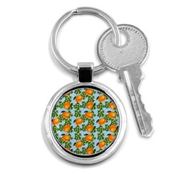 Citrus Tropical Orange Blue Key Chains (round)  by snowwhitegirl