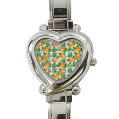 Citrus Tropical Orange Blue Heart Italian Charm Watch by snowwhitegirl