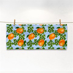 Citrus Tropical Orange Blue Hand Towel by snowwhitegirl