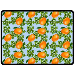 Citrus Tropical Orange Blue Fleece Blanket (large)  by snowwhitegirl