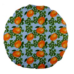 Citrus Tropical Orange Blue Large 18  Premium Round Cushions by snowwhitegirl