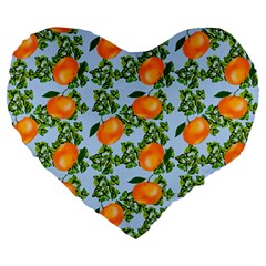 Citrus Tropical Orange Blue Large 19  Premium Heart Shape Cushions by snowwhitegirl