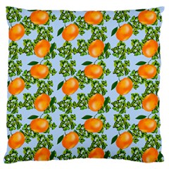 Citrus Tropical Orange Blue Large Flano Cushion Case (one Side) by snowwhitegirl