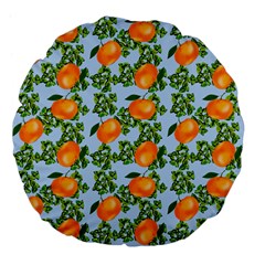 Citrus Tropical Orange Blue Large 18  Premium Flano Round Cushions by snowwhitegirl