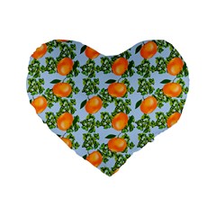 Citrus Tropical Orange Blue Standard 16  Premium Flano Heart Shape Cushions by snowwhitegirl