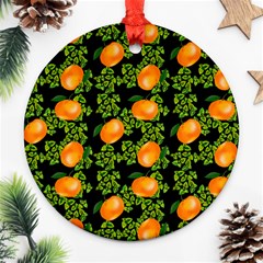 Citrus Tropical Orange Black Ornament (round) by snowwhitegirl