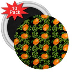 Citrus Tropical Orange Black 3  Magnets (10 Pack)  by snowwhitegirl