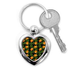 Citrus Tropical Orange Black Key Chains (heart)  by snowwhitegirl