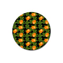 Citrus Tropical Orange Black Magnet 3  (round) by snowwhitegirl