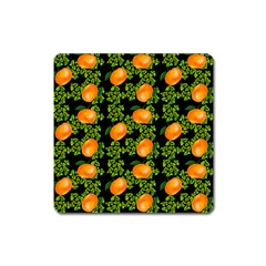 Citrus Tropical Orange Black Square Magnet by snowwhitegirl