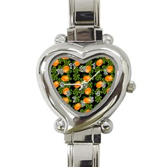 Citrus Tropical Orange Black Heart Italian Charm Watch by snowwhitegirl