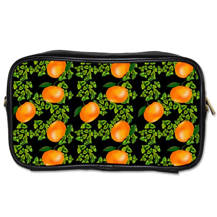 Citrus Tropical Orange Black Toiletries Bag (One Side)