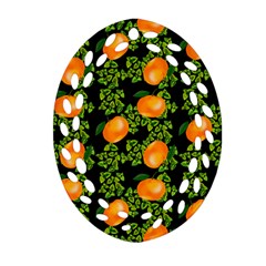 Citrus Tropical Orange Black Oval Filigree Ornament (two Sides) by snowwhitegirl