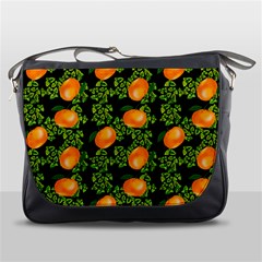 Citrus Tropical Orange Black Messenger Bag by snowwhitegirl