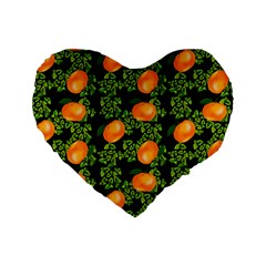 Citrus Tropical Orange Black Standard 16  Premium Heart Shape Cushions by snowwhitegirl