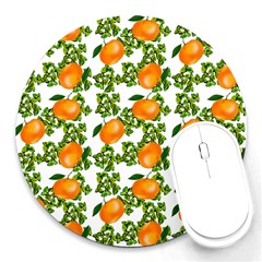 Citrus Tropical Orange White Round Mousepads by snowwhitegirl