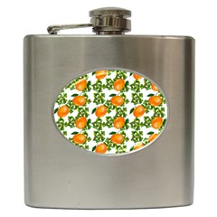 Citrus Tropical Orange White Hip Flask (6 oz)