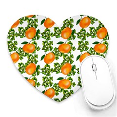 Citrus Tropical Orange White Heart Mousepads by snowwhitegirl