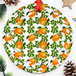 Citrus Tropical Orange White Ornament (Round Filigree) Front