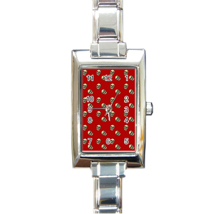 Skull Red Pattern Rectangle Italian Charm Watch