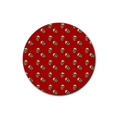 Skull Red Pattern Rubber Round Coaster (4 Pack)  by snowwhitegirl