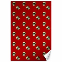 Skull Red Pattern Canvas 12  X 18 