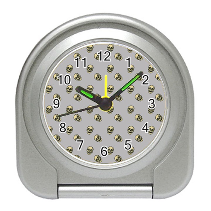 Skull Grey Pattern Travel Alarm Clock