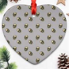 Skull Grey Pattern Heart Ornament (two Sides) by snowwhitegirl