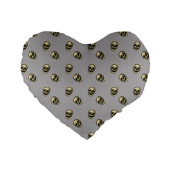 Skull Grey Pattern Standard 16  Premium Heart Shape Cushions by snowwhitegirl