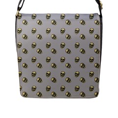 Skull Grey Pattern Flap Closure Messenger Bag (l) by snowwhitegirl