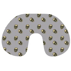 Skull Grey Pattern Travel Neck Pillows by snowwhitegirl