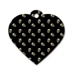 Skull Black Pattern Dog Tag Heart (two Sides) by snowwhitegirl