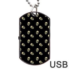 Skull Black Pattern Dog Tag Usb Flash (one Side) by snowwhitegirl