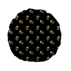 Skull Black Pattern Standard 15  Premium Round Cushions by snowwhitegirl