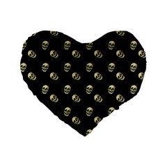 Skull Black Pattern Standard 16  Premium Heart Shape Cushions by snowwhitegirl